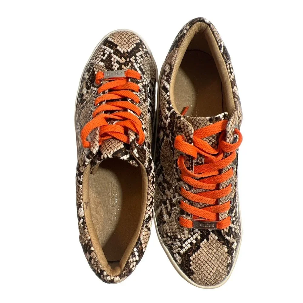 J Slides Hilton Snakeskin Brown Leather upper Platform Womens Sneakers Sneaker